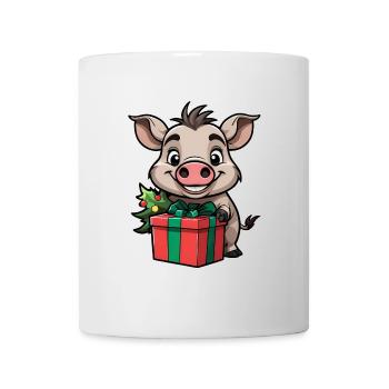 Cute warthog celebrating Christmas. - Mug - white - Front