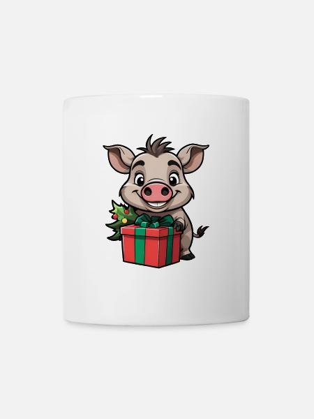 Cute warthog celebrating Christmas. - Mug - white