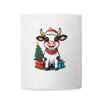 Cute cow celebrating Christmas. - Mug - white - Front