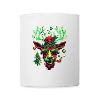 Délice psychédélique des fêtes : Cool Weed Head Rudolp - Mug blanc - blanc - Devant