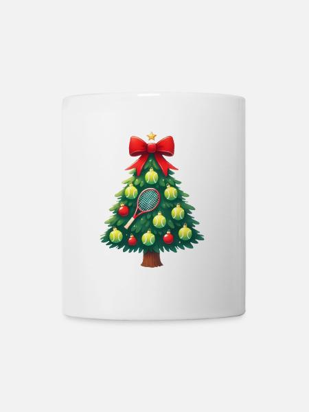 Festliches Tennis-Weihnachtsbaum-Design - Tasse - Weiß