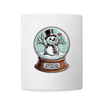 Snowcial Distancing Snowman Snow Globe - Mug - white - Front