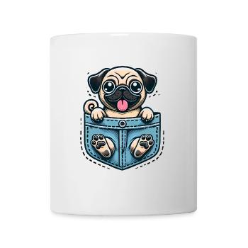 Niedlicher Mops im Taschen-Cartoon-Design - Tasse - Weiß - Vorne