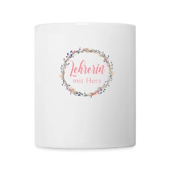 Lehrerin mit Herz - personalisierbar - Tasse - Weiß - Vorne