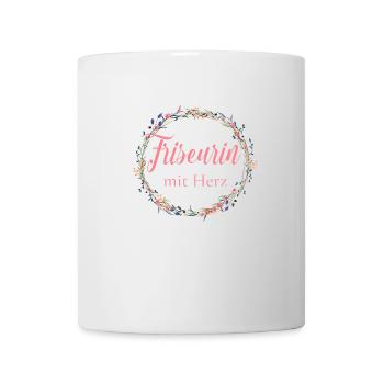 Friseurin mit Herz - personalisierbar - Tasse - Weiß - Vorne