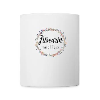 Friseurin mit Herz - personalisierbar - Tasse - Weiß - Vorne