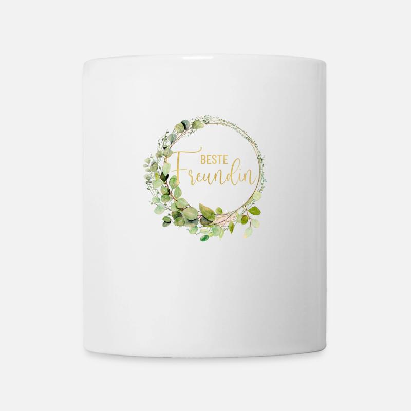 Beste Freundin! Eukalyptus Kranz personalisierbar - Tasse - Weiß