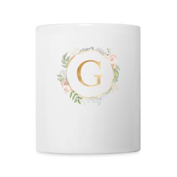 Monogramme G Floral personnalisable - Mug blanc - blanc - Devant