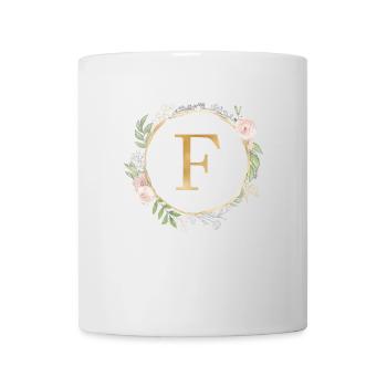 Customizable Monogram F Floral - Mug - white - Front