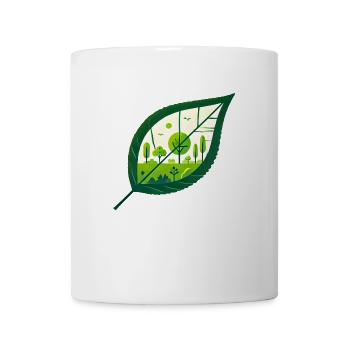 Blatt Frühling schräg - Tasse - Weiß - Vorne