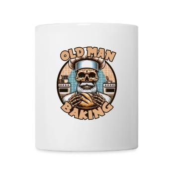 Old Man Baking Skull mit Bäckermütze mit Brot - Tasse - Weiß - Vorne