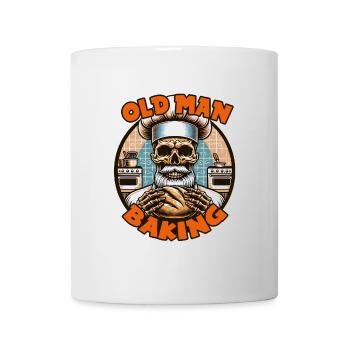 Old Man Baking Skull mit Bäckermütze mit Brot - Tasse - Weiß - Vorne