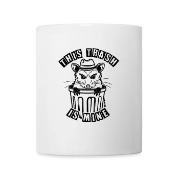Trash possum with hat looking out of the garbage can - Mug - white - Front