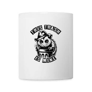 Trash possum with hat looking out of the garbage can - Mug - white - Front