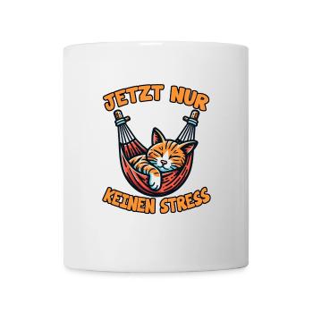 Süße Katze immer mit der Ruhe - Kätzchen schläft - Tasse - Weiß - Vorne