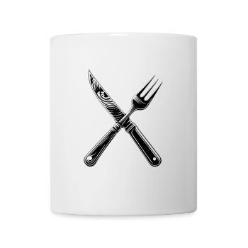 Couverts noir et blanc - Mug blanc - blanc - Devant