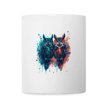Tinte,Eulen,illustration,malerei,graffiti,Eule - Tasse - Weiß - Vorne