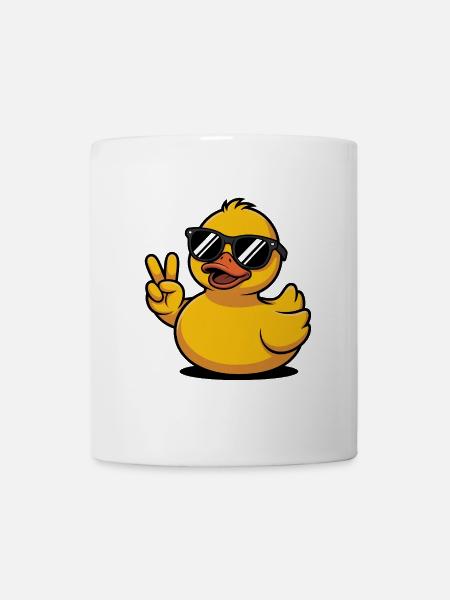 Coole Gelbe Quietscheente mit Sonnenbrille Peace - Tasse - Weiß