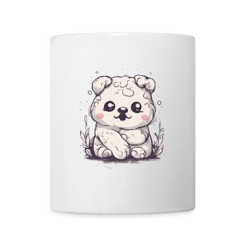 Cute Kawaii Fluffy White Animal Adorable Eyes - Mug - white - Front