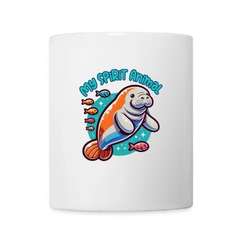 Seekuh mit vielen bunten Fischen - Tasse - Weiß - Vorne