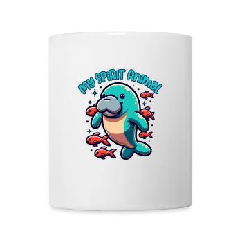 Seekuh mit vielen bunten Fischen - Tasse - Weiß - Vorne