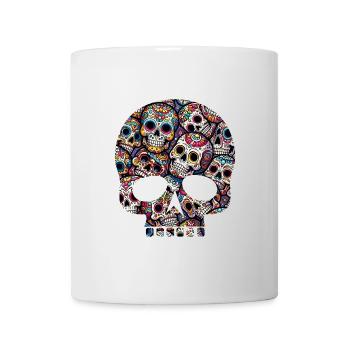 Buntes dekoratives Skullmuster - Tasse - Weiß - Vorne