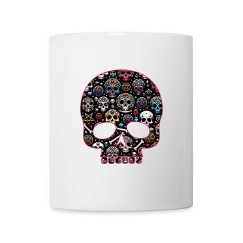 Buntes dekoratives Skullmuster - Tasse - Weiß - Vorne