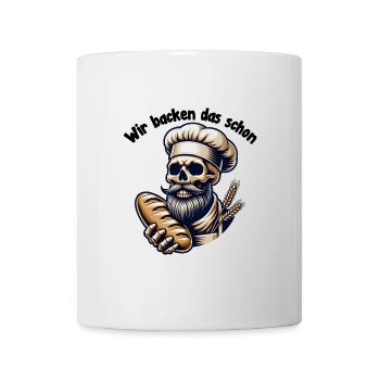 Skull mit Bäckermütze und Brot - Tasse - Weiß - Vorne