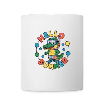 Hello summer little crocodile with diving goggles - Mug - white - Front