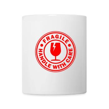 Fragile round circle stamp handle with care - Mug - white - Front