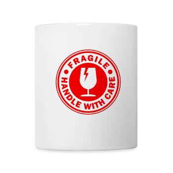 Fragile round circle stamp handle with care - Mug - white - Front