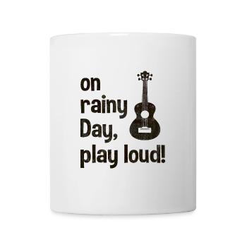Ukulele: On rainy day, play loud! black - Mug - white - Front