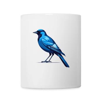 Corbeau bleu - Oiseau Sticker - Mug blanc - blanc - Devant