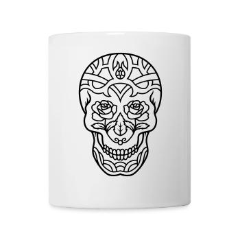Decorated skull with roses - Mug - white - Front