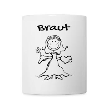 Braut Strichmännchen mit Herz - Hochzeit - heirat - Tasse - Weiß - Vorne