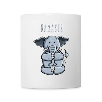 Namaste Yoga Elephant - Méditation - Fun - Comic - Mug blanc - blanc - Devant