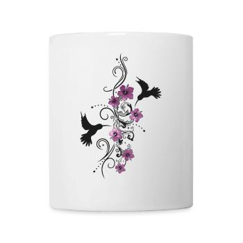 Colibri avec hibiscus et vrille, style aquarelle - Mug blanc - blanc - Devant