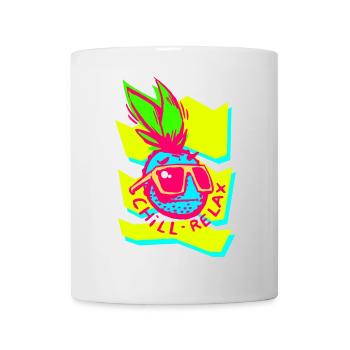 Neon Ananas Chill Relax Grafik - Tasse - Weiß - Vorne