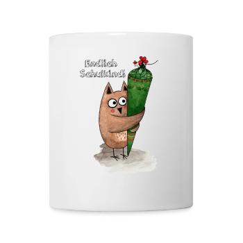 Owl with sugar bag Finally schoolchild - Mug - white - Front