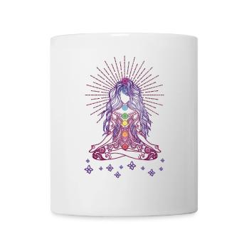 Boho Yoga Style Fille Happy Mind Happy Life - Mug blanc - blanc - Devant