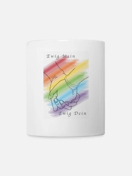 Händchen halten Regenbogen - Ewig Mein Ewig Dein - Tasse - Weiß