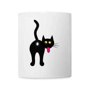 Cat from behind, cool cat, black cat - Mug - white - Front