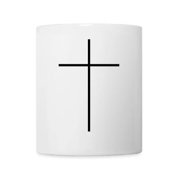 Kreuz Schlicht Shirt - Tasse - Weiß - Vorne