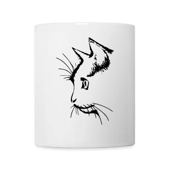 Katzenkopf 3- Katzengesicht - Tasse - Weiß - Vorne