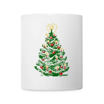 Weihnachtsbaum mit Kerzen und Stern - Tasse - Weiß - Vorne