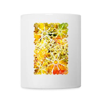 Blumen Strauß Rosen Gänseblümchen gelb Wasserfarbe - Tasse - Weiß - Vorne