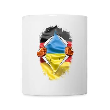Allemagne Allemand avec cœur d’Ukraine - Mug blanc - blanc - Devant