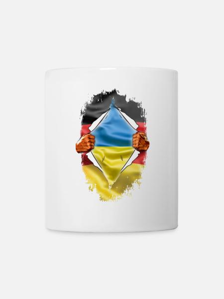 Germany German with Ukraine Heart - Mug - white