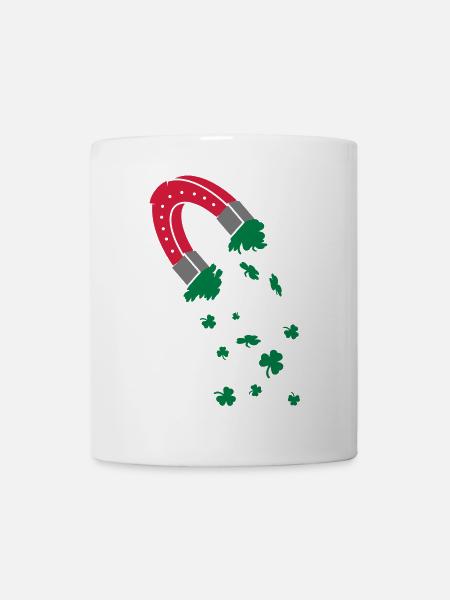 Hufeisenmagnet mit Kleeblätter - Tasse - Weiß