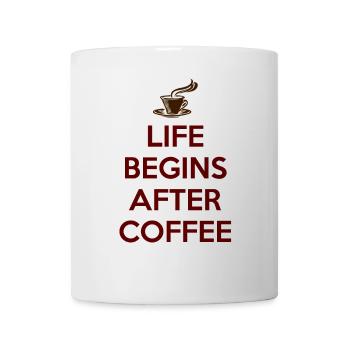 DAS LEBEN BEGINNT NACH DEM KAFFEE Geschenk - Tasse - Weiß - Vorne